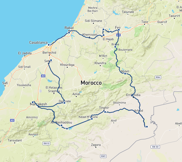 Autotour vers les villes impériales marocaines